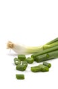 Fresh ripe green spring onions shallots or scallions on white background Royalty Free Stock Photo