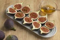 Fresh ripe half figs and honey