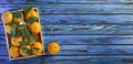 Fresh ripe healthy citrus fresh oranges wooden crate, thailand, citrus, citrus fruit, valencia Royalty Free Stock Photo