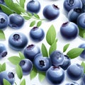 Fresh ripe huckleberry berries seamless pattern on white background high quality image.