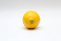 Fresh, ripe, isolated, juicy single lemon on a white background. Studio macro shoot Royalty Free Stock Photo