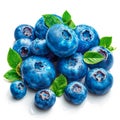 Fresh ripe large blueberries, ecological white background - AI generated image