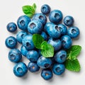 Fresh ripe large blueberries, ecological white background - AI generated image