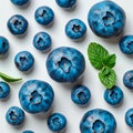 Fresh ripe large blueberries, ecological white background - AI generated image