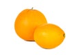 Fresh ripe lemon and orange isolated on white background Royalty Free Stock Photo