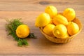 Fresh ripe lemons on wooden table Royalty Free Stock Photo
