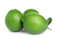 Fresh ripe limes with green leaf isolated Royalty Free Stock Photo