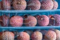 fresh ripe lychee fruits inside plastic packaging Royalty Free Stock Photo