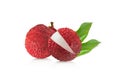 Fresh ripe lychee tropical fruit isolated on white background. Royalty Free Stock Photo