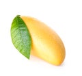 Fresh ripe mango with green leaf isolated Royalty Free Stock Photo