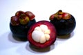 Fresh ripe mangosteen fruits on white table Royalty Free Stock Photo