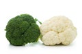 Broccoli and cauliflower isolated on white background