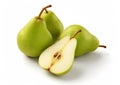 Fresh ripe organic pears on white background.Macro.AI Generative Royalty Free Stock Photo