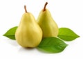 Fresh ripe organic pears on white background.Macro.AI Generative Royalty Free Stock Photo
