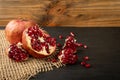 Fresh Ripe Organic Pomegranate Fruit with Juicy Seeds Royalty Free Stock Photo