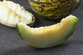 Fresh ripe organic sliced and whole yellow green melon, turkish healthy summer fruit Royalty Free Stock Photo