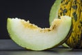 Fresh ripe organic sliced and whole yellow green melon, turkish healthy summer fruit Royalty Free Stock Photo