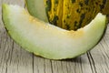 Fresh ripe organic sliced and whole yellow green melon, turkish healthy summer fruit Royalty Free Stock Photo