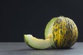 Fresh ripe organic sliced and whole yellow green melon, turkish healthy summer fruit Royalty Free Stock Photo