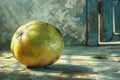 Fresh Ripe Papaya Fruit on Rustic Wooden Table with Sunlight Streaming Through a Window