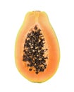 Fresh ripe papaya half isolated on white
