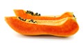 Fresh ripe papaya slice on white background