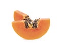 Fresh ripe papaya slices on white background Royalty Free Stock Photo