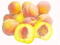 Fresh ripe peaches in heap Royalty Free Stock Photo