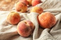 Fresh ripe peaches on table Royalty Free Stock Photo