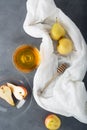 Fresh ripe pears and fragrant sweet honey on the table Royalty Free Stock Photo