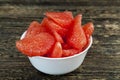 fresh and ripe peeled grapefruit close-up