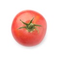 Fresh ripe pink tomato isolated on white, top view Royalty Free Stock Photo