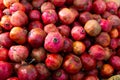 Fresh ripe pomegranates in box for sale Royalty Free Stock Photo