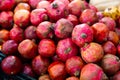 Fresh ripe pomegranates in box for sale Royalty Free Stock Photo