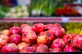 Fresh ripe pomegranates in box for sale Royalty Free Stock Photo