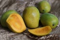 Fresh and ripe Priyoor mangoe slice. A premium variety of mangoes from Kerala