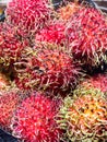 Fresh and ripe rambutan sweet tropical fruit top view Royalty Free Stock Photo