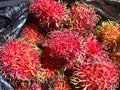 Fresh and ripe rambutan sweet tropical fruit top view Royalty Free Stock Photo