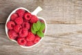 Fresh ripe raspberries bowl
