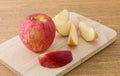 Fresh Ripe Red Apple on Wooden Tray Royalty Free Stock Photo