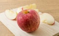 Fresh Ripe Red Apple on Wooden Tray Royalty Free Stock Photo