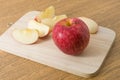 Fresh Ripe Red Apple on A Wooden Tray Royalty Free Stock Photo