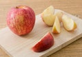 Fresh Ripe Red Apple on A Wooden Tray Royalty Free Stock Photo