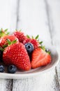 Fresh ripe strawberries and blueberries Royalty Free Stock Photo