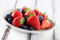 Fresh ripe strawberries and blueberries Royalty Free Stock Photo