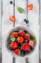 Fresh ripe strawberries and blueberries Royalty Free Stock Photo