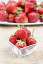 Fresh ripe strawberries in glass bowl Royalty Free Stock Photo