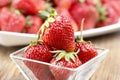 Fresh ripe strawberries in glass bowl Royalty Free Stock Photo