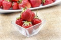 Fresh ripe strawberries in glass bowl Royalty Free Stock Photo