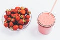 Fresh ripe strawberries in glass bowl Royalty Free Stock Photo